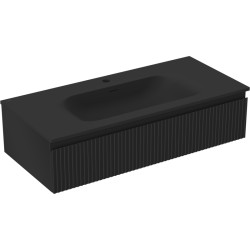MEXEN/S - Rivel koupelnová skříňka 100 cm s umyvadlem Vela, 1 šuplík, reliéf , černá mat (91A20-10023-1-BF71-W23M71)