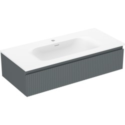 MEXEN/S - Rivel koupelnová skříňka 100 cm s umyvadlem Vela, 1 šuplík, reliéf , grafit mat/bílá mat (91A20-10023-1-BF66-W23M01)