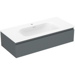 MEXEN/S - Rivel koupelnová skříňka 100 cm s umyvadlem Vela, 1 šuplík, reliéf , grafit mat/bílá mat (91A20-10023-1-BF66-W23M01)