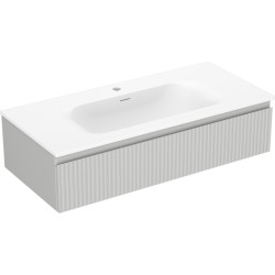 MEXEN/S - Rivel koupelnová skříňka 100 cm s umyvadlem Vela, 1 šuplík, reliéf , šedá mat/bílá mat (91A20-10023-1-BF62-W23M01)