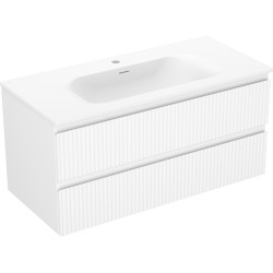 MEXEN/S - Rivel koupelnová skříňka 100 cm s umyvadlem Vela, 2 zásuvky, reliéf , bílá mat (91A20-10047-2-BFF01-W23M01)