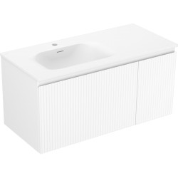 MEXEN/S - Rivel koupelnová skříňka 100 cm s umyvadlem Vela levá, 1S, 1D, reliéf, bílá mat (91A23-10047-3-BBFF01-W23L01)
