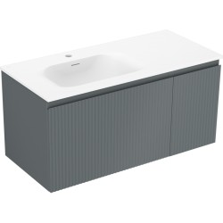 MEXEN/S - Rivel koupelnová skříňka 100 cm s umyvadlem Vela levá, 1S, 1D, reliéf, grafit mat/bílá mat (91A23-10047-3-BBFF66-W23L01)