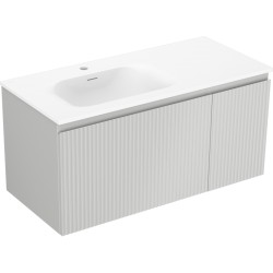 MEXEN/S - Rivel koupelnová skříňka 100 cm s umyvadlem Vela levá, 1S, 1D, reliéf, šedá mat/bílá mat (91A23-10047-3-BBFF62-W23L01)