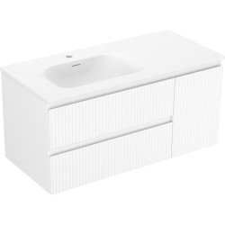 MEXEN/S - Rivel koupelnová skříňka 100 cm s umyvadlem Vela levá, 2S, 1D, reliéf, bílá mat (91A23-10047-3-BBFFF01-W23L01)