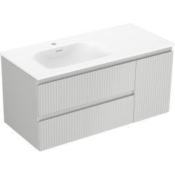 MEXEN/S - Rivel koupelnová skříňka 100 cm s umyvadlem Vela levá, 2S, 1D, reliéf, šedá mat/bílá mat (91A23-10047-3-BBFFF62-W23L01)