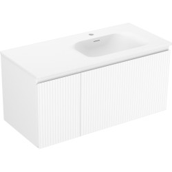 MEXEN/S - Rivel koupelnová skříňka 100 cm s umyvadlem Vela pravá, 1S, 1D, reliéf, bílá mat (91A23-10047-3-BBFF01-W23P01)