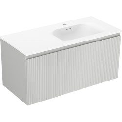 MEXEN/S - Rivel koupelnová skříňka 100 cm s umyvadlem Vela pravá, 1S, 1D, reliéf, šedá mat/bílá mat (91A23-10047-3-BBFF62-W23P01)