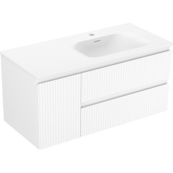 MEXEN/S - Rivel koupelnová skříňka 100 cm s umyvadlem Vela pravá, 2S, 1D, reliéf, bílá mat (91A23-10047-3-BBFFF01-W23P01)