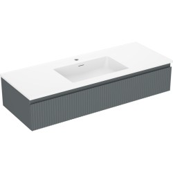 MEXEN/S - Rivel koupelnová skříňka 120 cm s umyvadlem Otis, 1 šuplík, reliéf , grafit mat/bílá mat - 91A20-12023-1-BF66-W18M0 (91A20-12023-1-BF66-W18M01)