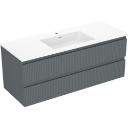 MEXEN/S - Rivel koupelnová skříňka 120 cm s umyvadlem Otis, 2 zásuvky, reliéf , grafit mat/bílá mat - 91A20-12047-2-BFF66-W18M (91A20-12047-2-BFF66-W18M01)