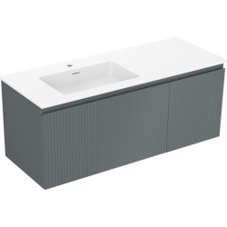 MEXEN/S - Rivel koupelnová skříňka 120 cm s umyvadlem Otis levá, 1S, 1D, reliéf, grafit mat/bílá mat (91A23-12047-3-BBFF66-W18L01)