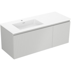 MEXEN/S - Rivel koupelnová skříňka 120 cm s umyvadlem Otis levá, 1S, 1D, reliéf, šedá mat/bílá mat (91A23-12047-3-BBFF62-W18L01)