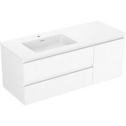 MEXEN/S - Rivel koupelnová skříňka 120 cm s umyvadlem Otis levá, 2S, 1D, reliéf, bílá mat (91A23-12047-3-BBFFF01-W18L01)