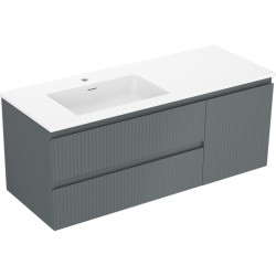 MEXEN/S - Rivel koupelnová skříňka 120 cm s umyvadlem Otis levá, 2S, 1D, reliéf, grafit/bílá mat (91A23-12047-3-BBFFF66-W18L01)