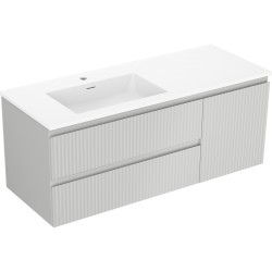 MEXEN/S - Rivel koupelnová skříňka 120 cm s umyvadlem Otis levá, 2S, 1D, reliéf, šedá mat/bílá mat (91A23-12047-3-BBFFF62-W18L01)