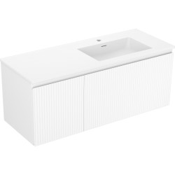 MEXEN/S - Rivel koupelnová skříňka 120 cm s umyvadlem Otis pravá, 1S, 1D, reliéf, bílá mat (91A23-12047-3-BBFF01-W18P01)