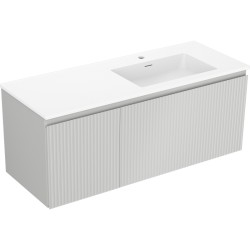 MEXEN/S - Rivel koupelnová skříňka 120 cm s umyvadlem Otis pravá, 1S, 1D, reliéf, šedá mat/bílá mat (91A23-12047-3-BBFF62-W18P01)