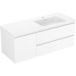 MEXEN/S - Rivel koupelnová skříňka 120 cm s umyvadlem Otis pravá, 2S, 1D, reliéf, bílá mat (91A23-12047-3-BBFFF01-W18P01)