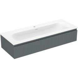 MEXEN/S - Rivel koupelnová skříňka 120 cm s umyvadlem Vela, 1 šuplík, reliéf , grafit mat/bílá mat - 91A20-12023-1-BF66-W23M0 (91A20-12023-1-BF66-W23M01)