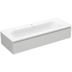 MEXEN/S - Rivel koupelnová skříňka 120 cm s umyvadlem Vela, 1 šuplík, reliéf , šedá mat/bílá mat (91A20-12023-1-BF62-W23M01)