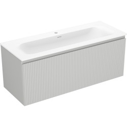 MEXEN/S - Rivel koupelnová skříňka 120 cm s umyvadlem Vela, 1 šuplík, reliéf , šedá mat/bílá mat (91A20-12047-1-BF62-W23M01)