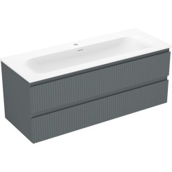 MEXEN/S - Rivel koupelnová skříňka 120 cm s umyvadlem Vela, 2 zásuvky, reliéf , grafit mat/bílá mat - 91A20-12047-2-BFF66-W23M (91A20-12047-2-BFF66-W23M01)