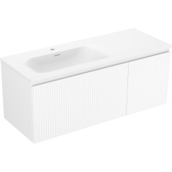 MEXEN/S - Rivel koupelnová skříňka 120 cm s umyvadlem Vela levá, 1S, 1D, reliéf, bílá mat (91A23-12047-3-BBFF01-W23L01)