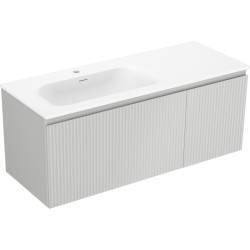 MEXEN/S - Rivel koupelnová skříňka 120 cm s umyvadlem Vela levá, 1S, 1D, reliéf, šedá mat/bílá mat (91A23-12047-3-BBFF62-W23L01)