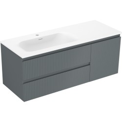 MEXEN/S - Rivel koupelnová skříňka 120 cm s umyvadlem Vela levá, 2S, 1D, reliéf, grafit/bílá mat (91A23-12047-3-BBFFF66-W23L01)