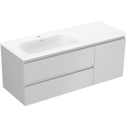 MEXEN/S - Rivel koupelnová skříňka 120 cm s umyvadlem Vela levá, 2S, 1D, reliéf, šedá mat/bílá mat (91A23-12047-3-BBFFF62-W23L01)