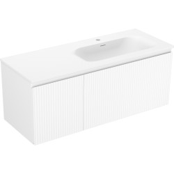 MEXEN/S - Rivel koupelnová skříňka 120 cm s umyvadlem Vela pravá, 1S, 1D, reliéf, bílá mat (91A23-12047-3-BBFF01-W23P01)