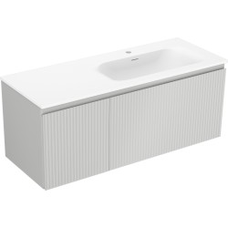 MEXEN/S - Rivel koupelnová skříňka 120 cm s umyvadlem Vela pravá, 1S, 1D, reliéf, šedá mat/bílá mat (91A23-12047-3-BBFF62-W23P01)