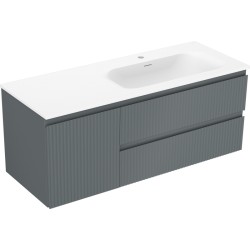 MEXEN/S - Rivel koupelnová skříňka 120 cm s umyvadlem Vela pravá, 2S, 1D, reliéf, grafit/bílá mat (91A23-12047-3-BBFFF66-W23P01)