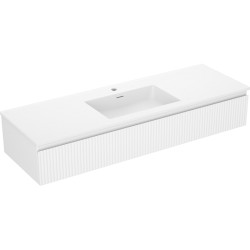 MEXEN/S - Rivel koupelnová skříňka 140 cm s umyvadlem Otis, 1 šuplík, reliéf , bílá mat (91A20-14023-1-BF01-W18M01)