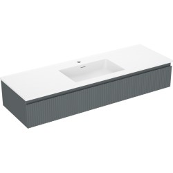 MEXEN/S - Rivel koupelnová skříňka 140 cm s umyvadlem Otis, 1 šuplík, reliéf , grafit mat/bílá mat - 91A20-14023-1-BF66-W18M0 (91A20-14023-1-BF66-W18M01)