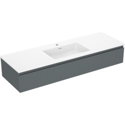 MEXEN/S - Rivel koupelnová skříňka 140 cm s umyvadlem Otis, 1 šuplík, reliéf , grafit mat/bílá mat - 91A20-14023-1-BF66-W18M0 (91A20-14023-1-BF66-W18M01)
