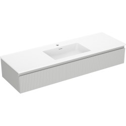 MEXEN/S - Rivel koupelnová skříňka 140 cm s umyvadlem Otis, 1 šuplík, reliéf , šedá mat/bílá mat (91A20-14023-1-BF62-W18M01)