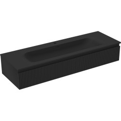 MEXEN/S - Rivel koupelnová skříňka 140 cm s umyvadlem Vela, 1 šuplík, reliéf , černá mat (91A20-14023-1-BF71-W23M71)