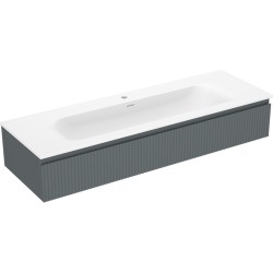 MEXEN/S - Rivel koupelnová skříňka 140 cm s umyvadlem Vela, 1 šuplík, reliéf , grafit mat/bílá mat - 91A20-14023-1-BF66-W23M0 (91A20-14023-1-BF66-W23M01)