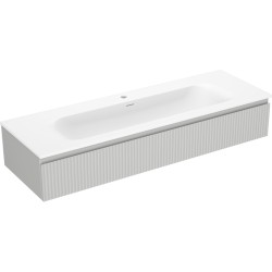 MEXEN/S - Rivel koupelnová skříňka 140 cm s umyvadlem Vela, 1 šuplík, reliéf , šedá mat/bílá mat (91A20-14023-1-BF62-W23M01)