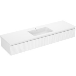 MEXEN/S - Rivel koupelnová skříňka 160 cm s umyvadlem Otis, 1 šuplík, reliéf , bílá mat (91A20-16023-1-BF01-W18M01)