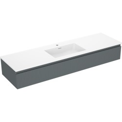 MEXEN/S - Rivel koupelnová skříňka 160 cm s umyvadlem Otis, 1 šuplík, reliéf , grafit mat/bílá mat - 91A20-16023-1-BF66-W18M0 (91A20-16023-1-BF66-W18M01)