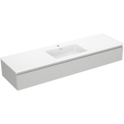 MEXEN/S - Rivel koupelnová skříňka 160 cm s umyvadlem Otis, 1 šuplík, reliéf , šedá mat/bílá mat (91A20-16023-1-BF62-W18M01)