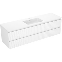 MEXEN/S - Rivel koupelnová skříňka 160 cm s umyvadlem Otis, 2 zásuvky, reliéf , bílá mat (91A20-16047-2-BFF01-W18M01)