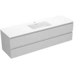 MEXEN/S - Rivel koupelnová skříňka 160 cm s umyvadlem Otis, 2 zásuvky, reliéf , šedá mat/bílá mat - 91A20-16047-2-BFF62-W18M0 (91A20-16047-2-BFF62-W18M01)