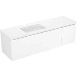 MEXEN/S - Rivel koupelnová skříňka 160 cm s umyvadlem Otis levá, 1S, 1D, reliéf, bílá mat (91A23-16047-3-BBFF01-W18L01)