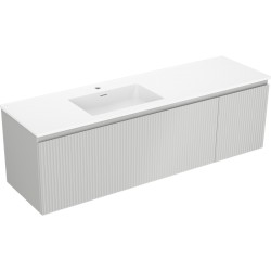 MEXEN/S - Rivel koupelnová skříňka 160 cm s umyvadlem Otis levá, 1S, 1D, reliéf, šedá mat/bílá mat (91A23-16047-3-BBFF62-W18L01)
