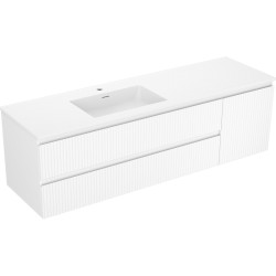 MEXEN/S - Rivel koupelnová skříňka 160 cm s umyvadlem Otis levá, 2S, 1D, reliéf, bílá mat (91A23-16047-3-BBFFF01-W18L01)
