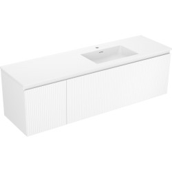 MEXEN/S - Rivel koupelnová skříňka 160 cm s umyvadlem Otis pravá, 1S, 1D, reliéf, bílá mat (91A23-16047-3-BBFF01-W18P01)